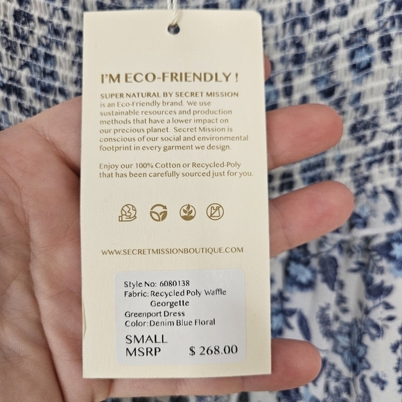 NWT Supernatural by Secret Mission blue floral puff sleeve dress size S - Picture 8 of 10